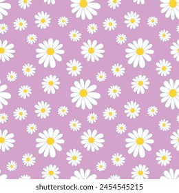 Flor de margarita sin costura en ilustración de fondo editable. Bonito patrón floral para imprimir. Vector plano. Primavera y verano sin fisuras. Diseño sin costuras de flores. Lindo estampado floral.