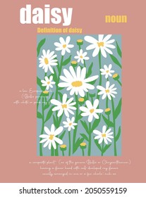 Daisy flower seamless on green background illustration