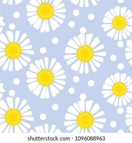 Daisy flower seamless pattern for background, wrapping paper, fabric. chamomile floral endless repeatable motif for surface design. stock vector illustration
