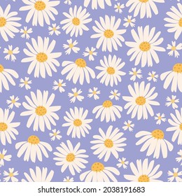 Daisy flower seamless pattern  background. All over floral print repeat tile.