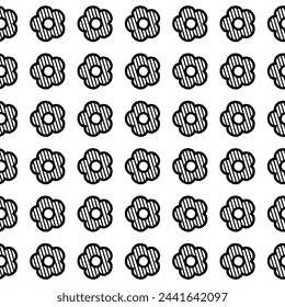 Daisy flower seamless pattern. Black flower on white background. Flat illustration images