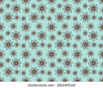 Daisy flower seamless pattern. floral background. The botanical pattern design for textiles, fabric, interior, wallpaper, decoration. Vector.