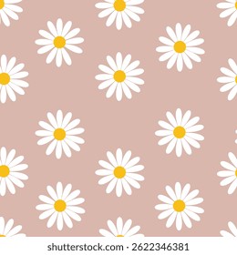 Daisy flower seamless pattern on blue background. Ditsy floral print with tiny chamomile great for fashion fabric, home decor textile and wallpaper. Vector