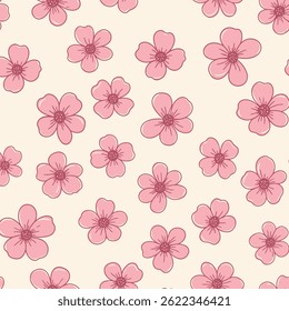 Daisy flower seamless pattern on blue background. Ditsy floral print with tiny chamomile great for fashion fabric, home decor textile and wallpaper. Vector