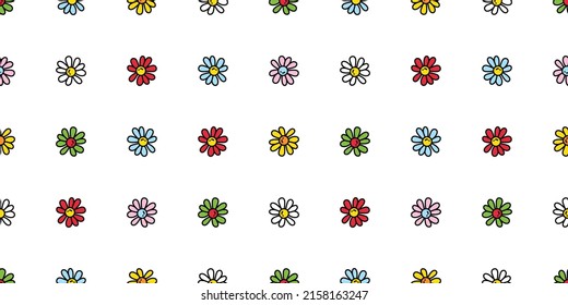 daisy flower seamless pattern plant vector leaves garden forest repeat wallpaper tile background gift wrapping paper doodle illustration scarf isolated