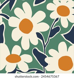 daisy flower seamless pattern vector for girls or ladies