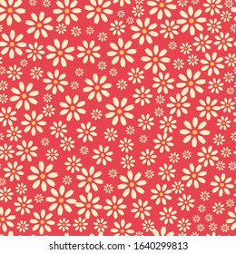 Daisy flower seamless pattern.Floral retro style simple vector background.