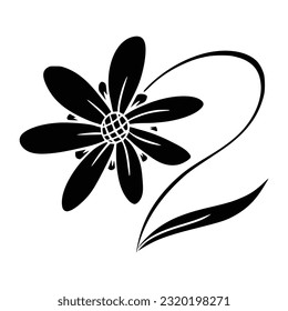 Daisy flower silhouette, editable vector file for all your graphic needs