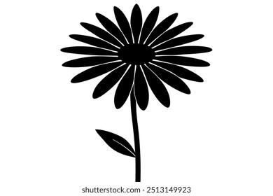 Daisy Flower Silhouette on vector illustration.