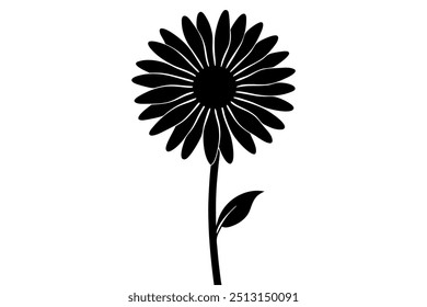 Daisy Flower Silhouette on vector illustration.