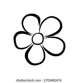 Daisy Blütensilhouette ohne Füllung. Textur der Vektorillustration. Elegantes Muster für Modedrucke. Sommer- und Frühlingsmotive. Weißer, isolierter Hintergrund.