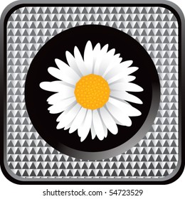 daisy flower silver checkered web button