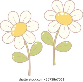 Daisy Flower. Simple and Cute Style Illustration.