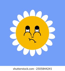 Daisy flower smiling face, cute sunflower emoji for different emotions, great for adding joy to your designs