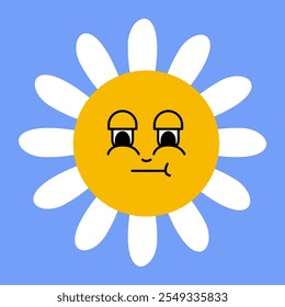 Cara sonriente de la flor de margarita, emoji lindo del girasol para diversas emociones, grande para añadir alegría a sus diseños