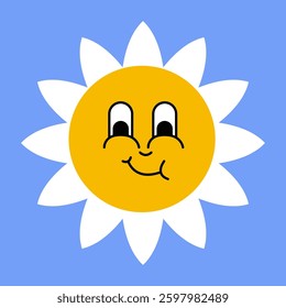 Daisy flower smiling face, cute sunflower emoji for different emotions, great for adding joy to your designs