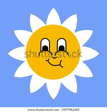 Daisy flower smiling face, cute sunflower emoji for different emotions, great for adding joy to your designs