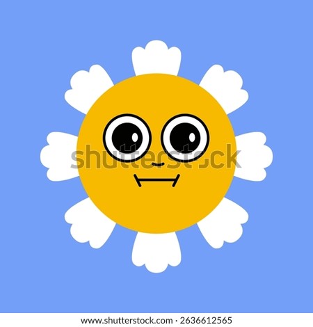 Daisy flower smiling face, cute sunflower emoji for different emotions, great for adding joy to your designs