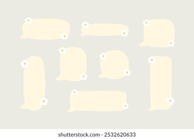 Conjunto de bolhas de fala de flores Daisy. Conceitos de comunicação. Ilustração isolada de design de vetor decorativo plano.