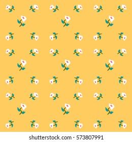 Daisy flower summer seamless pattern on yellow background. Vintage, retro style.