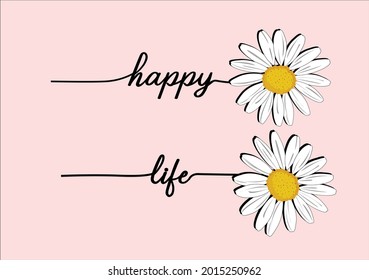 daisy flower typography vector design