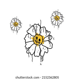 Daisy Flower V12 Patch Streetwear, Urban Design Patch White and Yellow Color Patch Commercial Use