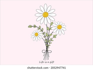 daisy flower vector art design hand drawn