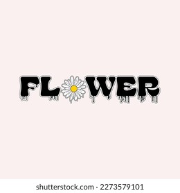 daisy flower vector art hand drawn design retro 70's