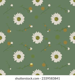 Daisy Flower vector art seamless pattern