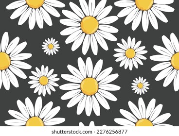 daisy flower vector hand drawn design seamless ditsy