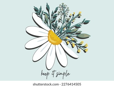 daisy flower vector hand drawn design