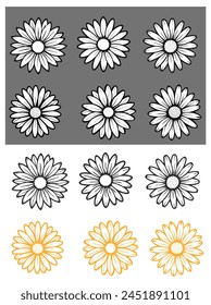 Ilustración vectorial de flores de margarita para diseño