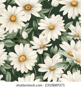 Daisy flower vector illustration in seamless pattern. artwork design