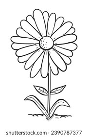 Ilustración vectorial Daisy Flower. Estilo de contorno de diseño simple. Puede cambiar el color que desee