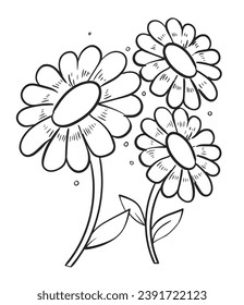 Ilustración vectorial Daisy Flower. Estilo de contorno de diseño simple. Puedes cambiar el color que quieras. 