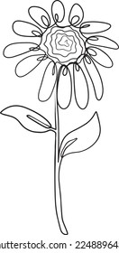 Disy blblume Vektorsymbol, einfaches Zeilensymbol, kontinuierliche Linienkunst, minimalistisches Design, minimalistische Blumengrafik