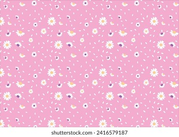 Daisy flower vector pattern,  hand drawn flowers,  vector illustration. Cute summer wallpaper.
Floral background.