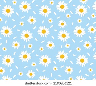 Daisy flower vector pattern illustration. Floral background for prints