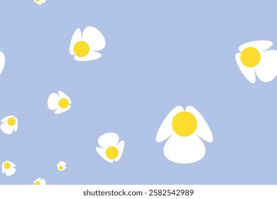 Daisy flower vector pattern illustration floral Blue background
