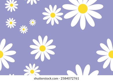 Daisy flower vector pattern illustration floral Purple background