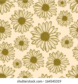 Daisy flower, vector seamless pattern 