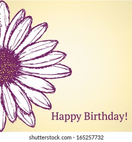 Daisy flower, vector sketch background 