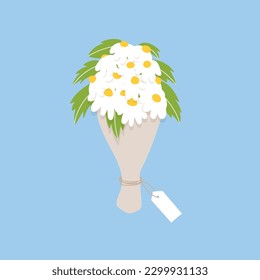 Daisy flowers bouquet. Hand drawn style. Vector illustration, flat design