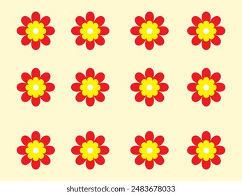 Daisy flowers. Colorful daisy flower. Seamless pattern with flowers. Daisy flower vector.  Pattern with daisies. Flat lay, top view. Floral pattern, object. 