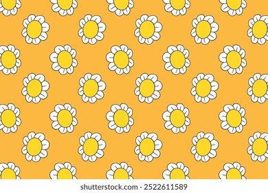 daisy flowers colorful pattern background. doodle daisy flowers seamless pattern background. beauty flowers seamless pattern with daisy petals beige daisy flowers background.