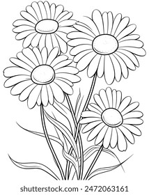 daisy flowers coloring page Pro Vector