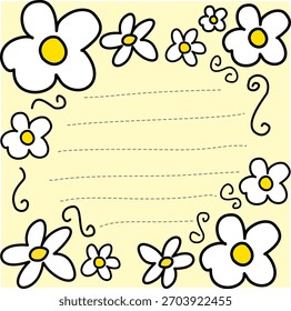Daisy flores doodle papel bloco de notas