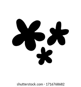 Daisy flowers in doodle style isolated on white background. Signature Icon. Vector outline illustration. Black spots. Can be used as icon or symbol. Decor element. Hand drawn black sketch.