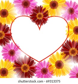 Daisy flowers frame in the form of heart (eps10)