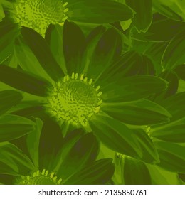 Daisy flowers green seamless pattern, tablecloth print design